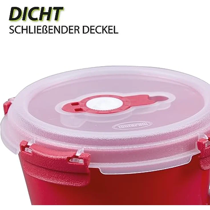 Tontarelli Vorratsdose für Lebensmittel (850 ml) - Rot - BPA-Frei luftdicht, Mikrowellengeeignet, Spülmaschinenfest, Gefrierschrankgeeignet, Hergestellt in Italien – Bild 4