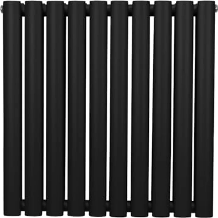 Monster Shop Röhrenheizkörper Oval 600 x 600mm, Horizontaler Wandheizkörper aus Matt Schwarz Kohlenstoffstahl mit 2684 BTU Leistung, inkl. Befestigungsset und Reinigungsbürste – Bild 2