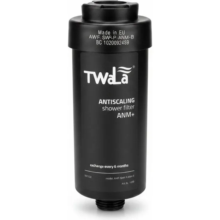 TWaLa Duschfilter AWF-SWR-P-ANM-B, Schwarz Wasserfilter gegen Kalk und Chlor, reduziert Hautirritationen und Haarausfall