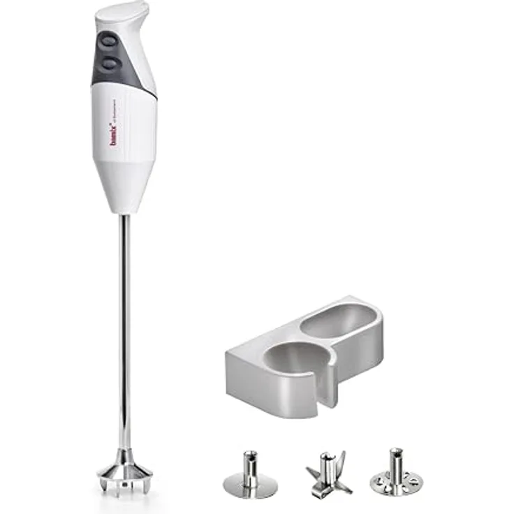 bamix Stabmixer Set G350 GASTRO PRO-3, 300 Watt, inkl. Multifunktionsmesser, Quirl-Aufsatz und Schlagscheiben-Aufsatz, Edelstahl, Weiß/Lichtgrau