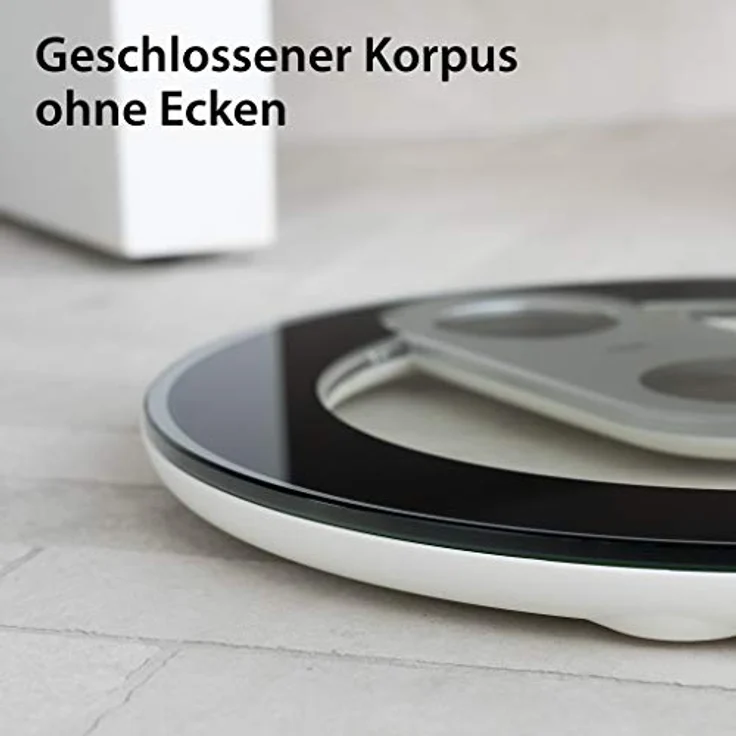 ADE Digitale Körperwaage aus Glas | hochpräzise Ergebnisse | stylische blaue LED-Beleuchtung | LED-Display | runder Korpus ohne Ecken und Kanten | bis 180 kg - Preisvergleich – Bild 5