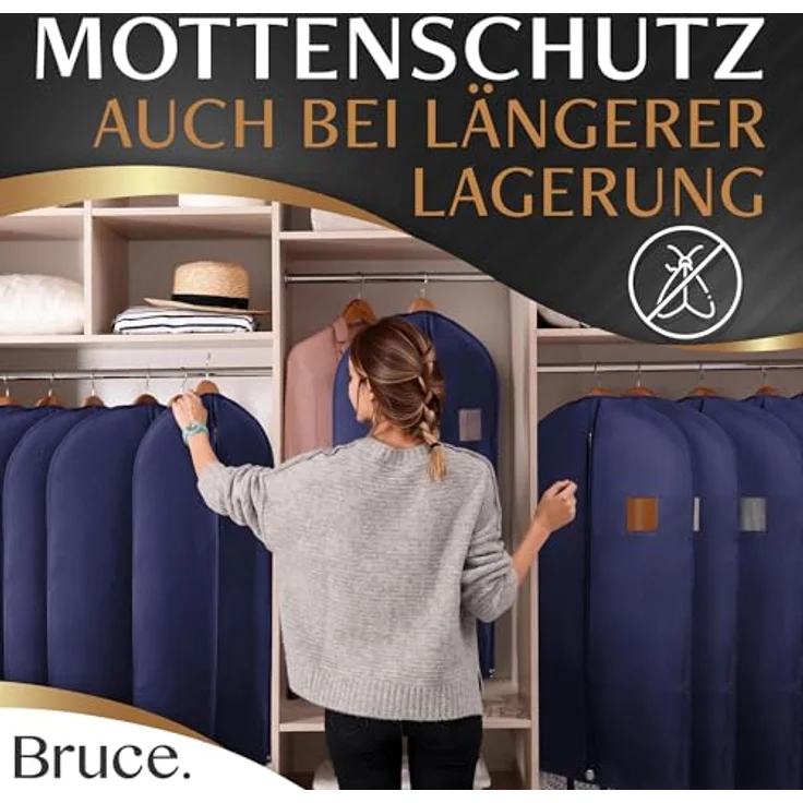 Bruce.® 3x Kleidersack Kurz 100x60 cm, atmungsaktive Anzugtasche mit Schuhbeutel – Marineblau – Bild 5