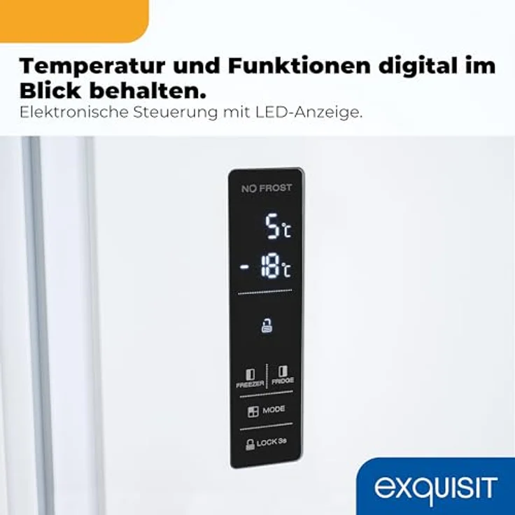 Exquisit SBS546-040D, Side-by-Side Kühl-Gefrierkombination, 442 Liter, No-Frost, LED-Display, 10 Ablagen, leiser Betrieb, weiß – Bild 5
