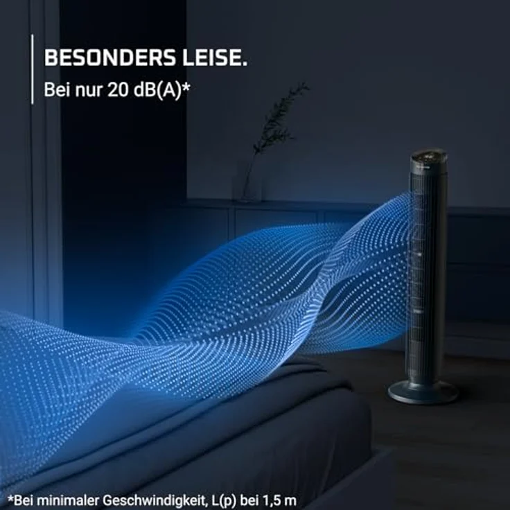 ROWENTA VU7050 Eole Silence Force, Turmventilator in Blau mit 39 Watt, 12 Geschwindigkeitsstufen, extrem leise (20 dB), integrierter Aromadiffusor und Fernbedienung – Bild 4