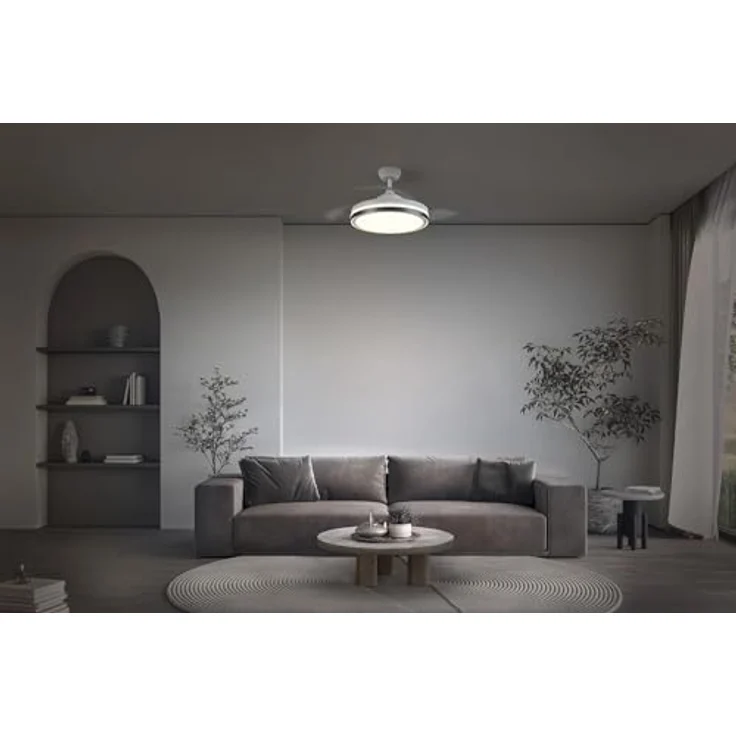 OSRAM Ceiling Fan Retractable 1070, 66W Deckenventilator in Weiß, für Räume von 13-20m² mit variabler Farbtemperatur und Sommer-/Wintermodus – Bild 2