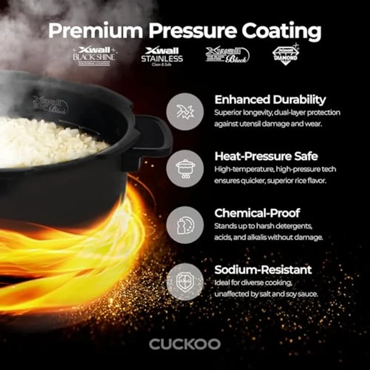 Cuckoo Reiskocher 1.08l CRP-ST0609F Twin Pressure, vielseitiges Küchengerät mit offener Deckel-Kochfunktion – Bild 4