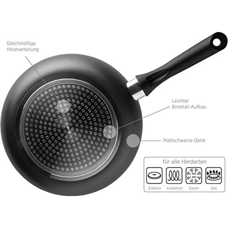 MÄSER 931727 Serie Izar, Kochtopf-Set mit Premium-Antihaftbeschichtung, geeignet für Induktion, enthält 2 Kochtöpfe mit Deckel, 1 Bratpfanne, 1 Kasserolle, Aluminium, schwarz – Bild 5