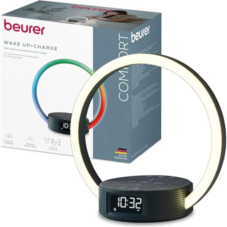 Beurer WL 65, Lichtwecker mit Sonnenaufgangssimulation, induktiver Ladestation und 6 Melodien