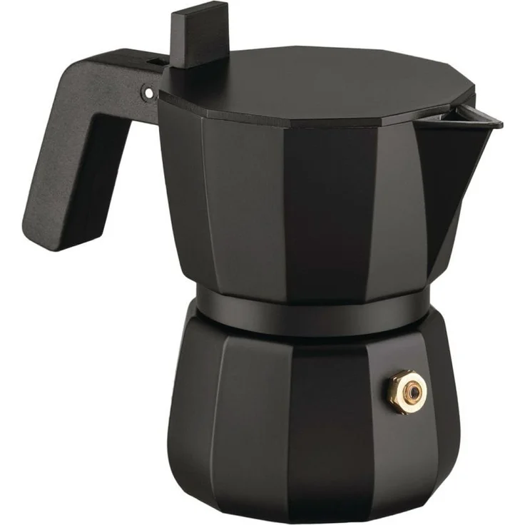 Alessi Espressokocher Moka Schwarz für 1 Tasse, 0,07l Kaffeekanne, Italienisches Design, Aluminiumguss – Bild 1