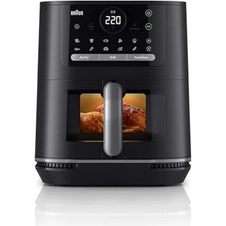 Braun MultiFry 5 HF5073IBK, 3-in-1 Heißluftfritteuse, 6L Airfryer, 80-220°, 20 Programme, Touch-Bedienung, RealOven-Technologie, 2000W, Schwarz