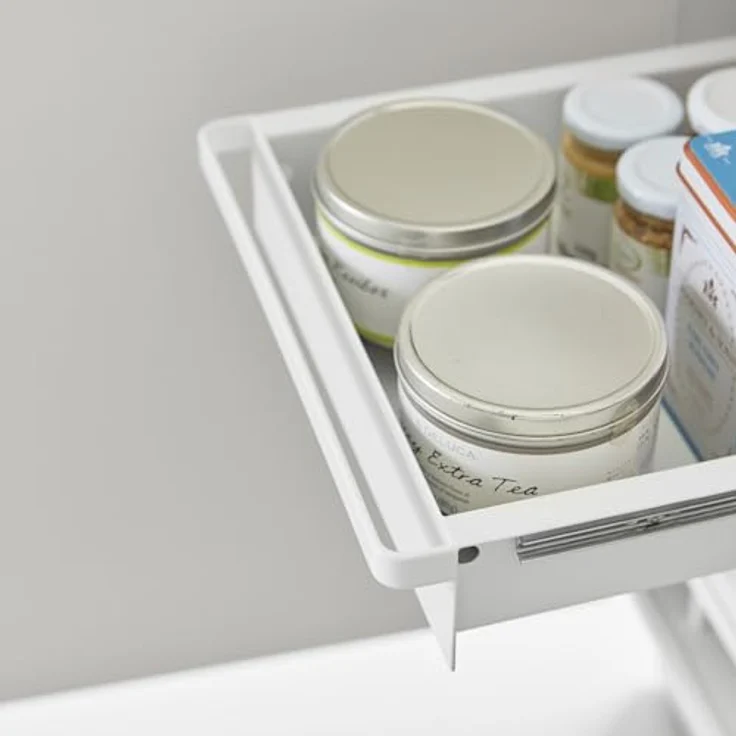 Yamazaki TOWER 2-stöckiges Spülschrank-Regal mit höhenverstellbaren Schiebeböden, Küchen Organizer, Weiss – Bild 5