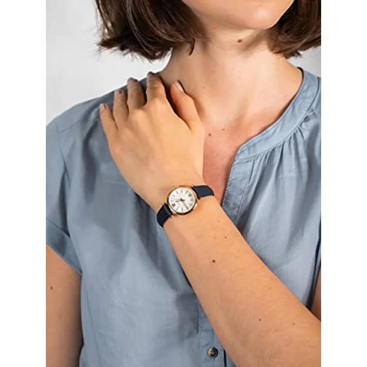 Fossil Damenuhr Carlie, Quarzwerk, 28mm Rose Gold Edelstahlgehäuse mit einem Lederarmband, ES4502 – Bild 5