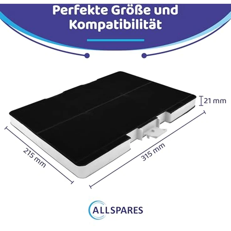 AllSpares Aktivkohlefilter für Dunstabzugshauben, geeignet für Siemens LZ53451 | Neff Z5102X1 | Bosch DHZ5346, 315 x 215 x 21 mm, 3 Stück – Bild 2