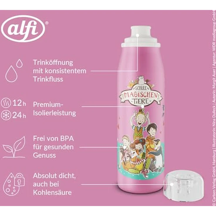 alfi Kids ISO Bottle 500ml, pink - Isoliertrinkflasche aus Edelstahl, hält 12 Stunden heiß und 24 Stunden kalt, auslaufsicher mit Drehverschluss, BPA-frei, für Kohlensäure geeignet – Bild 3