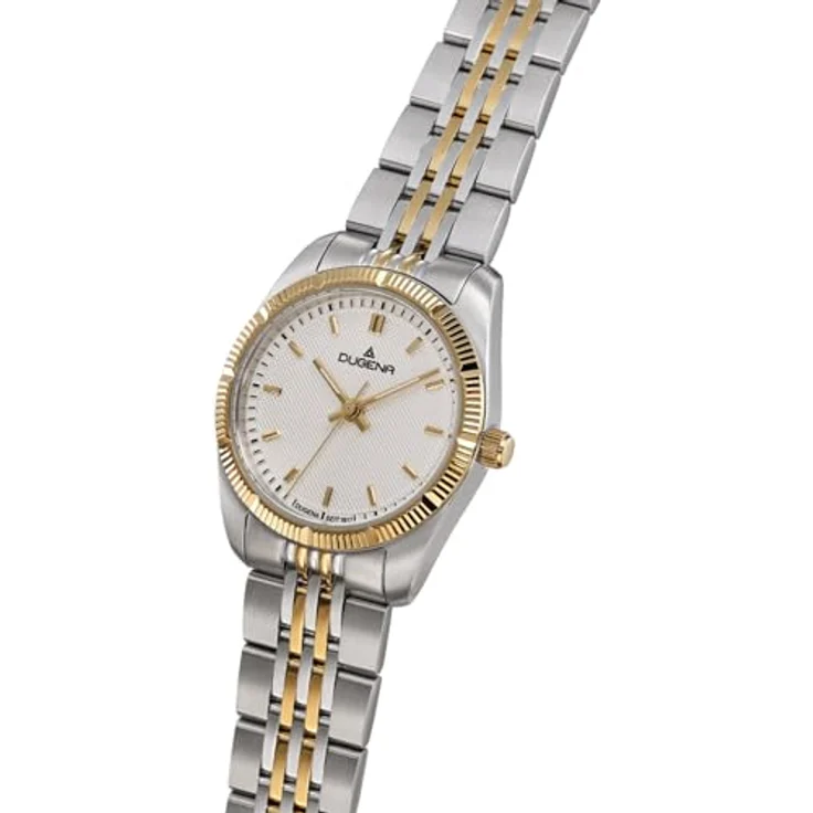 Dugena Damen-Armbanduhr Paris, Quarz, Edelstahl, Mineralglas, 5 bar, Weiß/Bicolor – Bild 2
