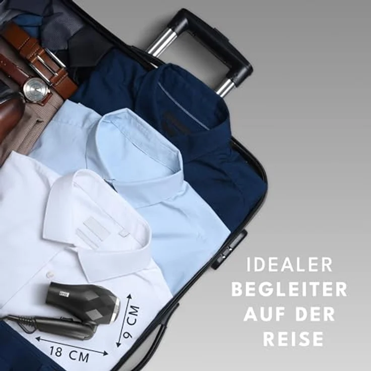 LEBENLANG Reisefön klappbar klein - Duale Spannung & Inkl. Reisetasche mit Stylingdüse I Reise Föhn leise stark - Schwarz Silber – Bild 4