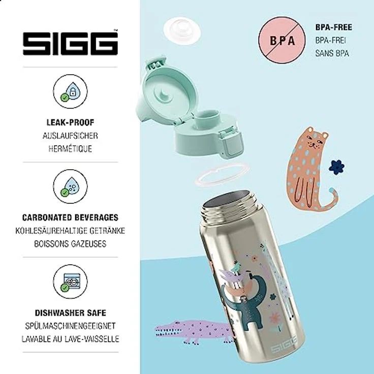 SIGG - Isolierte Trinkflasche Kinder - Shield Therm Kids - Für kohlensäurehaltige Getränke geeignet - Auslaufsicher - Spülmaschinenfest - BPA-frei - 90% recycelter Edelstahl - 0,5L – Bild 3