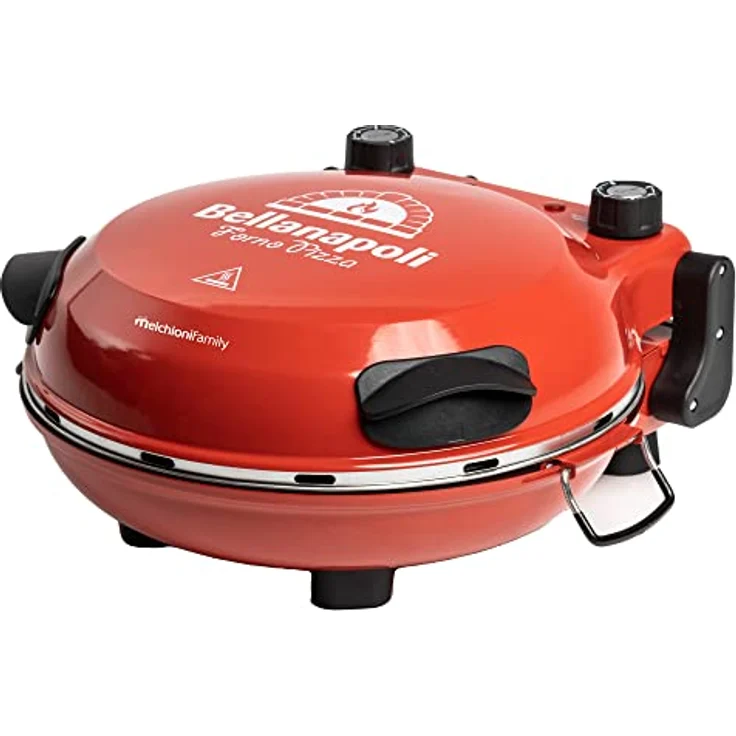Melchioni Bellanapoli Pizza-Ofen, 1200W für 1 Pizza bis 31 cm, Temperatur 380°C, rot – Bild 1