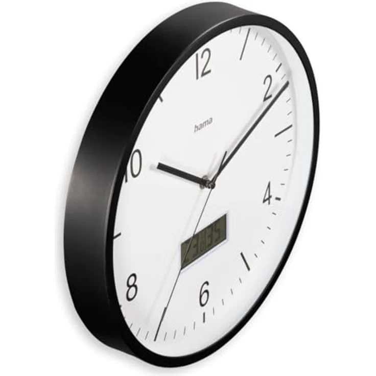 Hama Funkwanduhr "Lanzarote", DCF-Funkuhr mit Hygrometer und Thermometer, Ø 35cm, Schwarz, geräuscharm – Bild 3