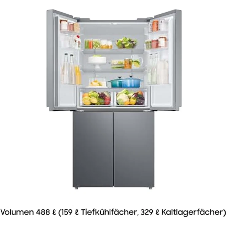Samsung French-Door-Kühlschrank RF48A400EM9/EG, 488 l, Twin Cooling+, Power Cool & Power Freeze, Twist Ice Maker, Edelstahl Look – Bild 3