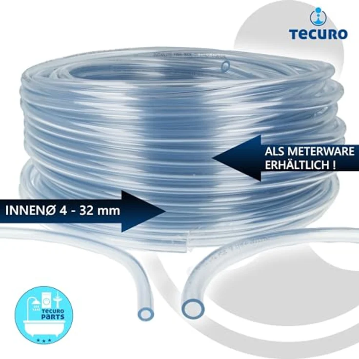 tecuro PVC-Schlauch transparent, für Lebensmittel, Wasser, Öl, Benzin, Innen-Ø 13 mm, max. +60°C, 1-Schicht-Aufbau, phthalatfrei – Bild 2