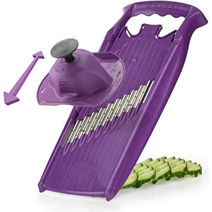 Börner Welle-Waffel PowerLine Gemüsehobel (Violett) • Wellenschneider für Gemüse • Wellen-/Waffelschnitt • Kartoffelhobel für Gitterkartoffeln – Bild 4