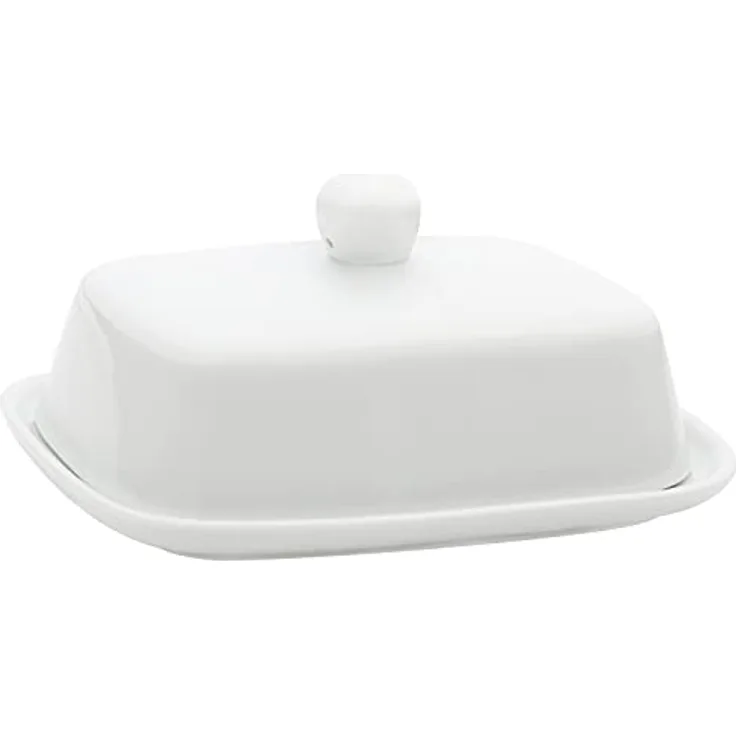Belle Vous Weiße Butterdose Keramik mit Deckel – Butter Dose aus Keramik mit Griff – Butterdose Butter Deckel Passend für Kleine und Große Butter
