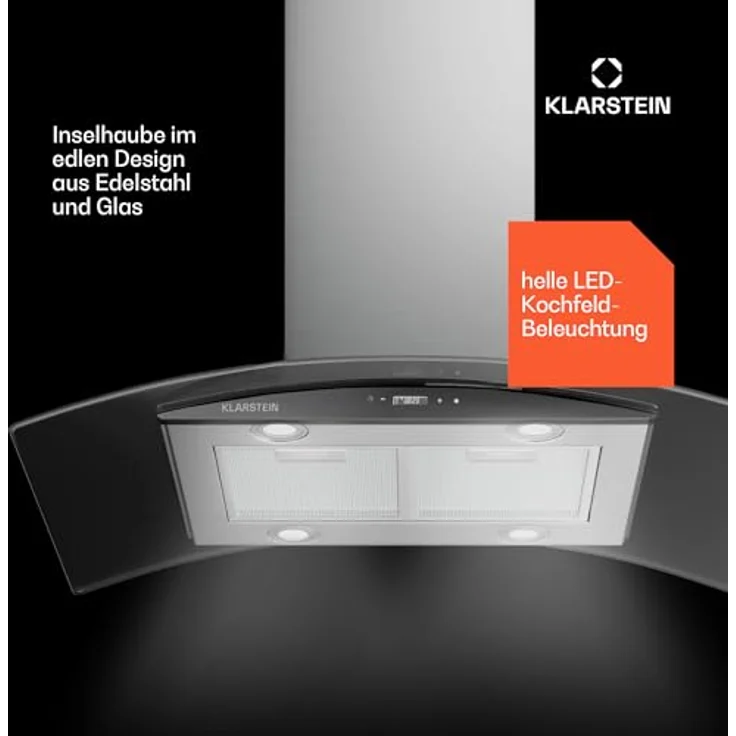 Klarstein Dunstabzugshaube 90cm, Abluft Dunstabzugshaube mit Spülmaschinenfestem Filter, LED-Beleuchtung & Touch Controls, Leise Abzugshaube mit 600 m³/h Luftstrom, Wandhauben – Bild 4