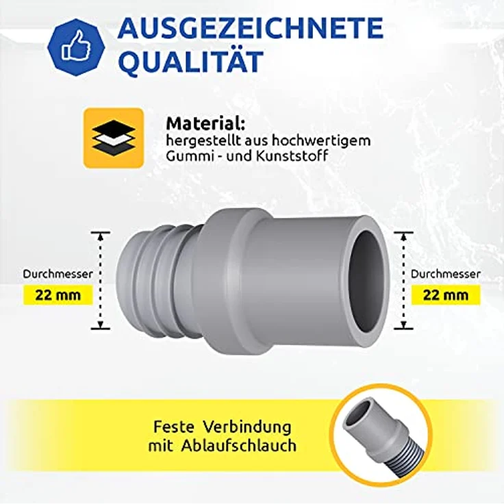 VIOKS Verbindungsstück Ablaufschlauch Verlängerung Schlauch Ø 22 mm & Ablaufschlauch Adapter für Geschirrspüler/Endstück für Schlauchverlängerung Waschmaschine Verlängerung Spülmaschine – Bild 5