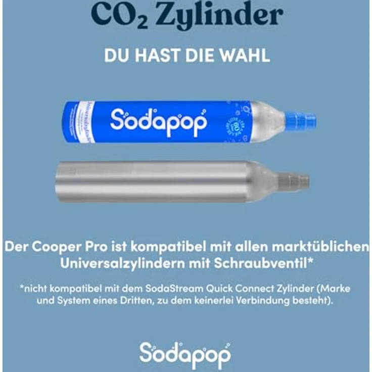 Sodapop Wassersprudler Cooper Pro, schlankes Design, 1x 850ml PET-Flasche, weiß – Bild 3