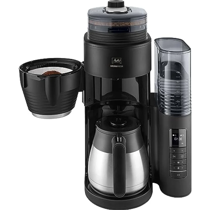 Melitta AromaFresh Pro X Therm - Filterkaffeemaschine - integriertes Mahlwerk - mit Thermoskanne - einstellbarer Mahlwerk - Tropfstopp - 8 Tassen - Schwarz (1030-12) – Bild 2
