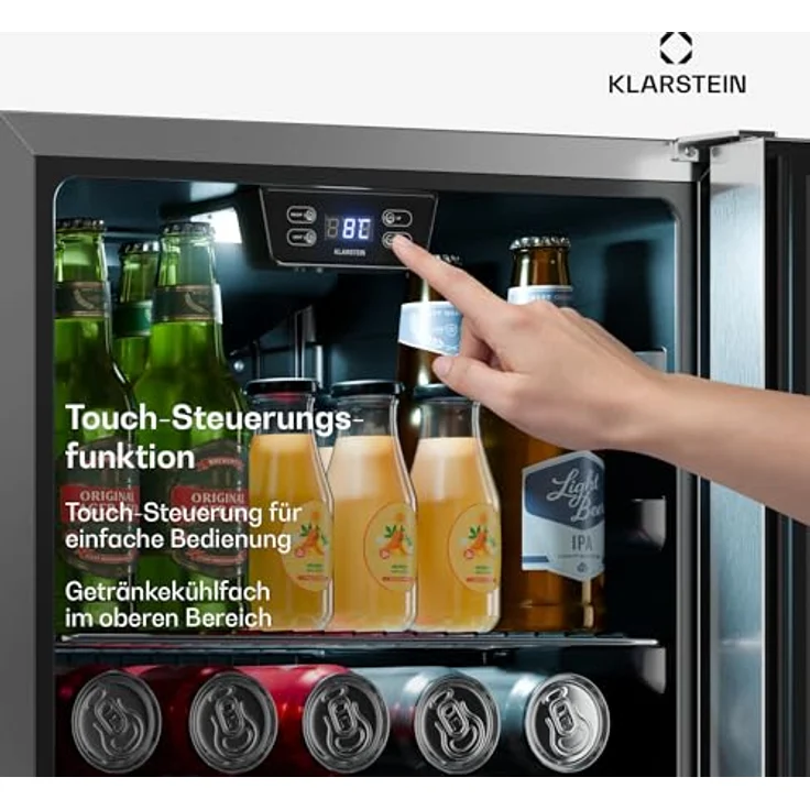 Klarstein LuxeChill Getränkekühlschrank, 60L Kapazität, Temperaturrange 0-10°C, freistehend, schwarz, IPX4 spritzwassergeschützt – Bild 5