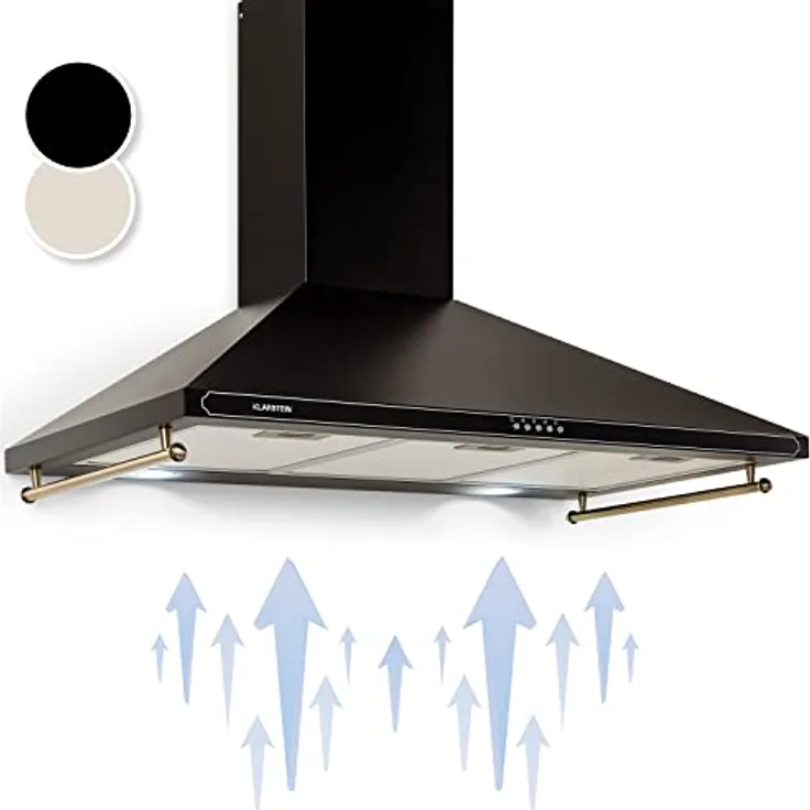 Klarstein Dunstabzugshaube für die Küche, Abzugshaube Umluft/Abluft, Dunstabzugshaube 90 cm, Dunstabzugshaube mit Spülmaschinenfestem Filter, Dunstabzug Leise, Dunstabzugshauben mit 645m³/h Luftstrom