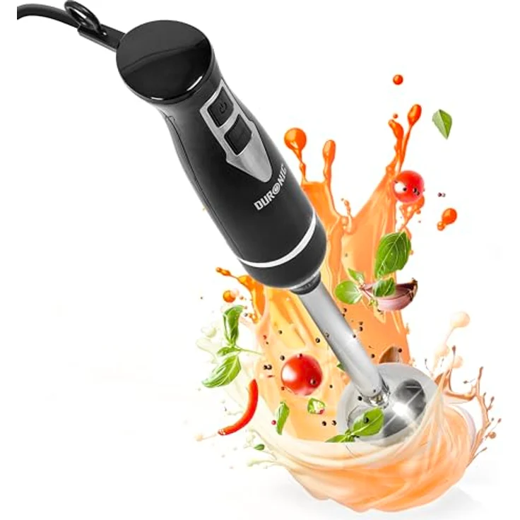 Duronic HB35B Stabmixer, elektrischer Pürierstab 350W, Edelstahl, ergonomischer Handrührgerät für Babynahrung, Smoothies, Suppen, Püree, Sauce – Bild 1