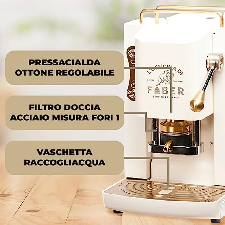 Faber Coffee Machines Pro Deluxe Pure White, Espressomaschine für ESE Pads 44 mm, Tassenwärmer, einfache Reinigung, schnelles Aufheizen – Bild 4