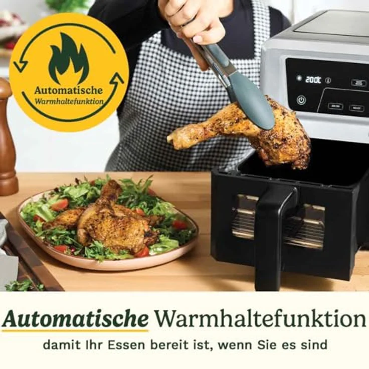 Cuisinart XXL Air Fryer, Doppelschubladen 2 x 5,2 l, PFAS-frei, 6-in-1 Kochmodi, Sichtfenster, automatische Warmhaltefunktion – Bild 4