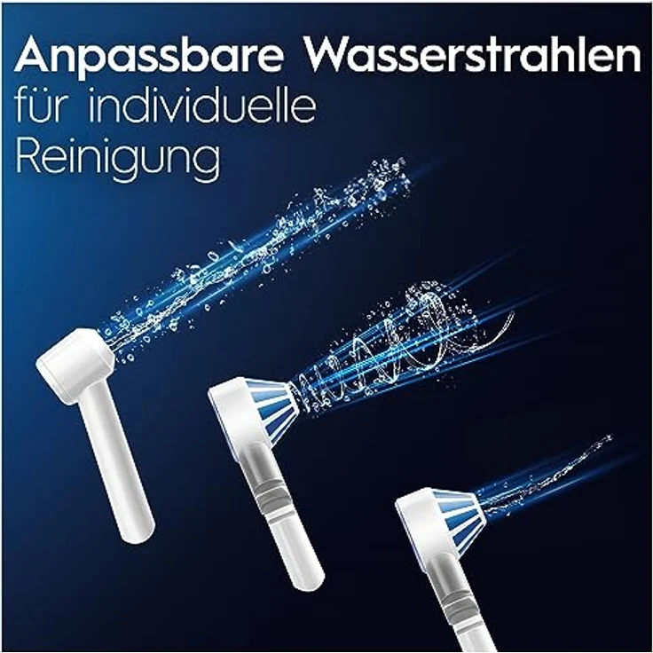 Oral-B Oral Health Center Munddusche, 2 Ersatzdüsen, Zahnzwischenraumreiniger für sanfte Zahnreinigung & gesünderes Zahnfleisch, mit Oxyjet-Technologie, 5 Druckstufen für Zahnpflege, weiß/blau – Bild 3