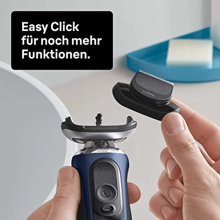 Braun Series 7cc Herren Rasierer mit 360° Anpassung, Barttrimmer, 3-Tage-Bart-Trimmer, Reinigungsstation, AutoSense, Wet&Dry, 50 Min. Laufzeit, EasyClick Funktion, blau – Bild 5