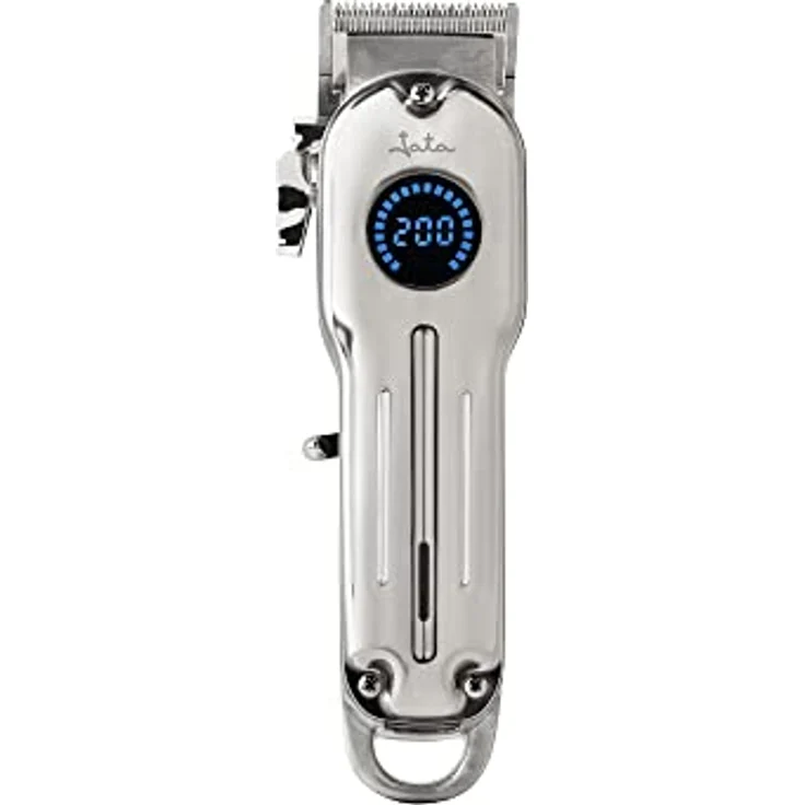 Jata JBCP4000 Professioneller Haarschneider aus Metall, hohe Präzision, 4 Schneidführungen, Klingen aus Edelstahl, 150 Minuten Akkulaufzeit, Grau – Bild 1