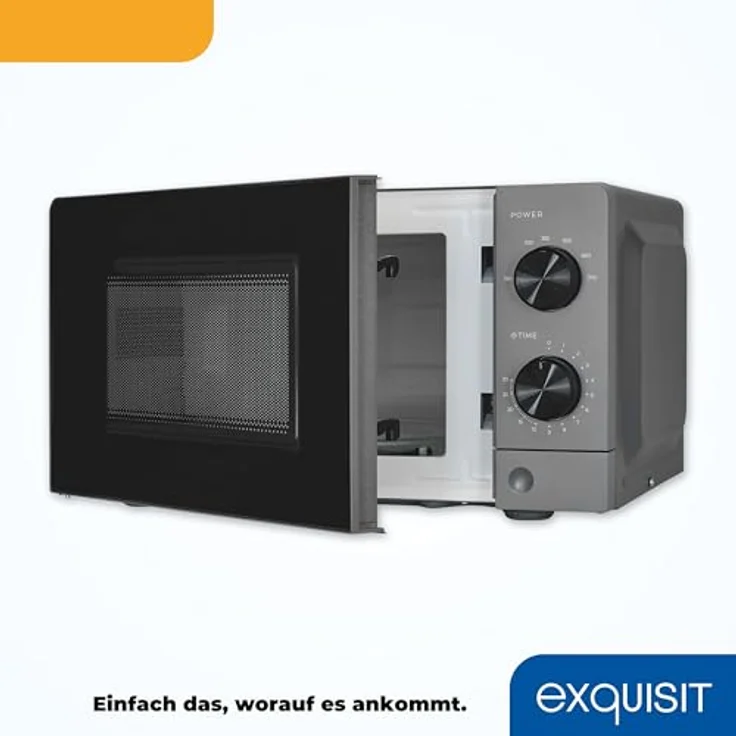 Exquisit Mikrowelle MW850-070 grau | 700 W | Garraum 20 l | Timer | 24,5cm Ø Drehteller – Bild 5