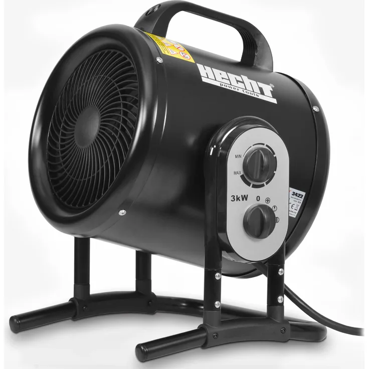 HECHT Heizlüfter 3422, 3000 Watt mit stufenlosem Thermostat und integrierter Ventilatorfunktion, Edelstahl