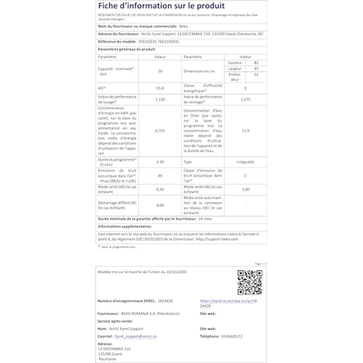 Beko DIS35023, Geschirrspüler, E, Geräuschemissionsklasse C, Geräuschemissionen 49 Dezibel – Bild 6