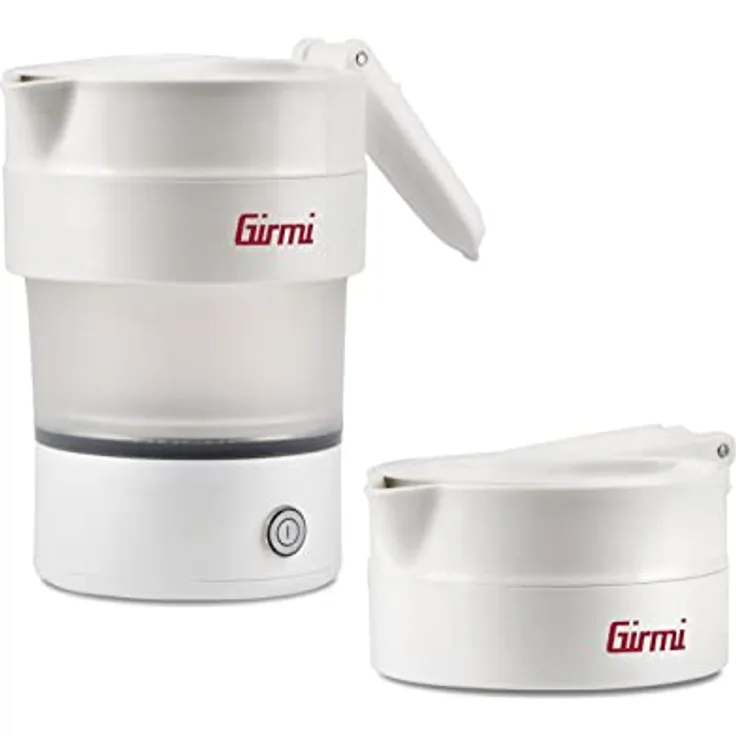 Girmi BL03 Zusammenklappbarer Reise-Wasserkocher, Silikonkrug, 0,6 Liter Fassungsvermögen, 600 W, Platzsparend, BPA-frei, Automatische Abschaltung, Abnehmbares Kabel