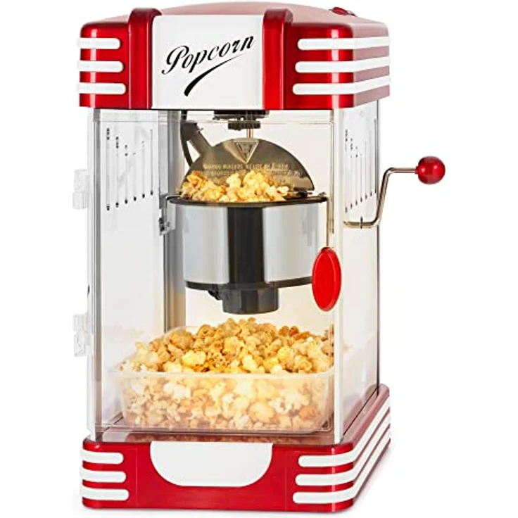 Stagecaptain PCM-300 Popcorn Maschine - Retro-Design - Kurze Aufheizzeit - Mit Dosierlöffeln - Problemlose Reinigung - Dekorative Innenbeleuchtung - Rot/Weiß – Bild 1