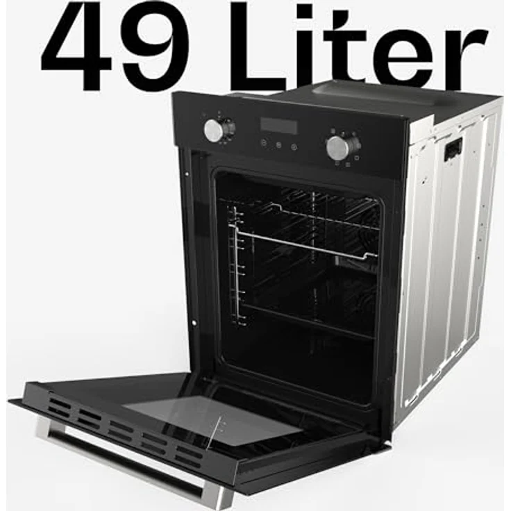 Klarstein Verosteel Einbaubackofen 45 cm - 49L, 8 Betriebsmodi, Energieeffizienz A, Edelstahl & Schwarzglas, Timer, Doppelverglasung – Bild 3