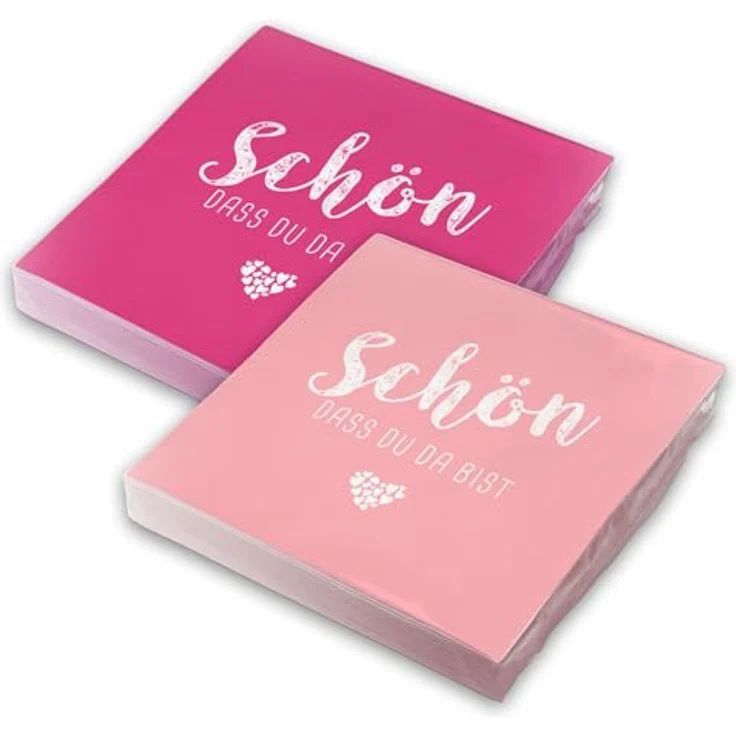 itenga Servietten Schön dass du da bist, 30 x 30cm, 3-lagig, 40 Stück im MixPack (20x Pink, 20x Rosa) für Kommunion, Konfirmation, Hochzeit und Taufe