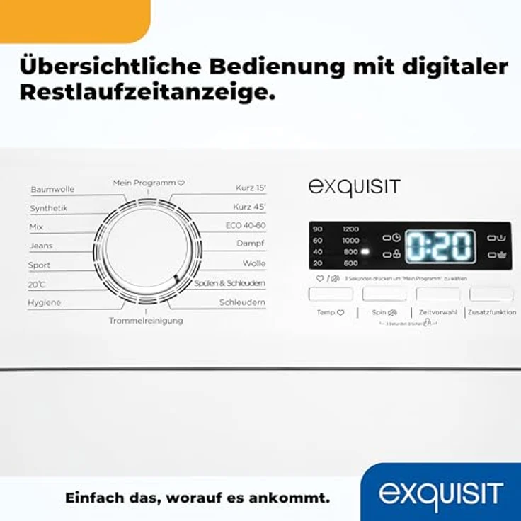 Exquisit LTO1207-030A, Toplader Waschmaschine 7,5 kg, Energieklasse A, 1200 U/Min, weiß, Startzeitvorwahl, Kurzprogramm – Bild 9