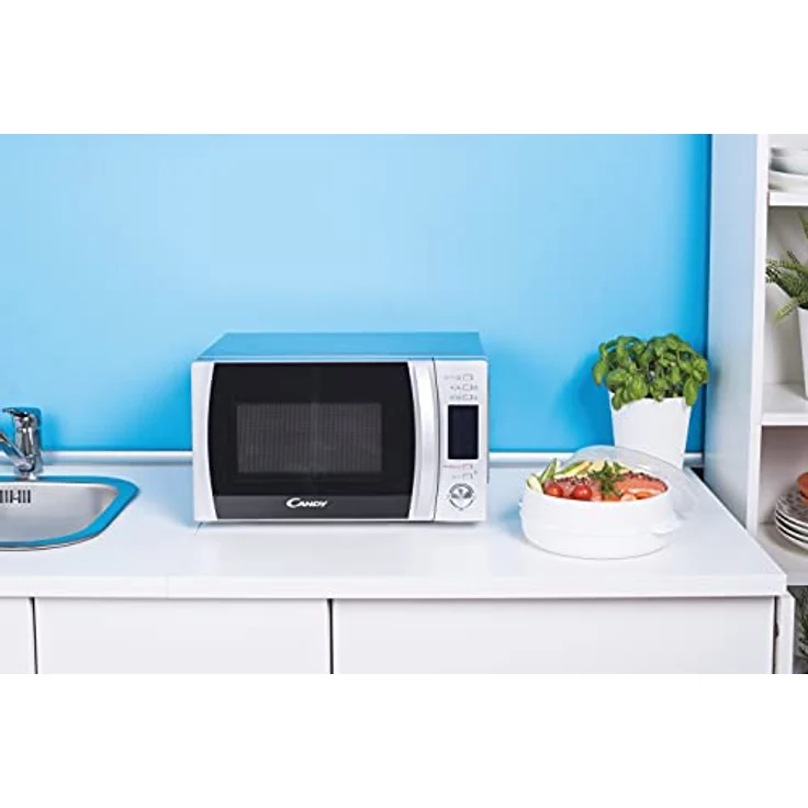 Candy CMXG 20DS CMXG20DS Mikrowelle mit Grill, Standgerät, 700 Watt, 20 Liter Garraum, Digitaluhr, Grilleinsatz, Kindersicherung, 5 Leistungsstufen, StartExpress-Funktion, silber – Bild 5