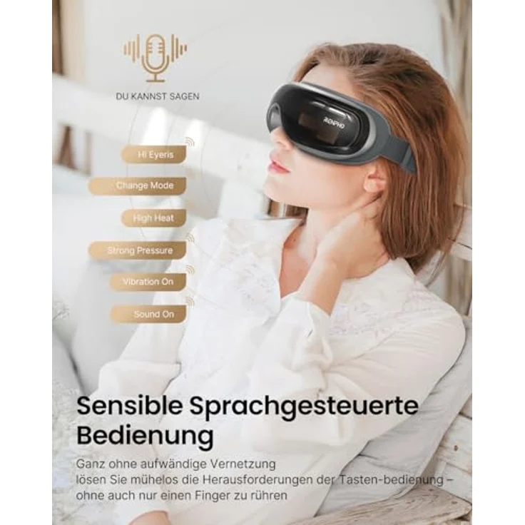 RENPHO Gesichtsmassagegerät Eyeris 3 Augenmassagegerät G010V, Sprachgesteuert mit Wärme, Kühlung und Akupressur – Bild 4