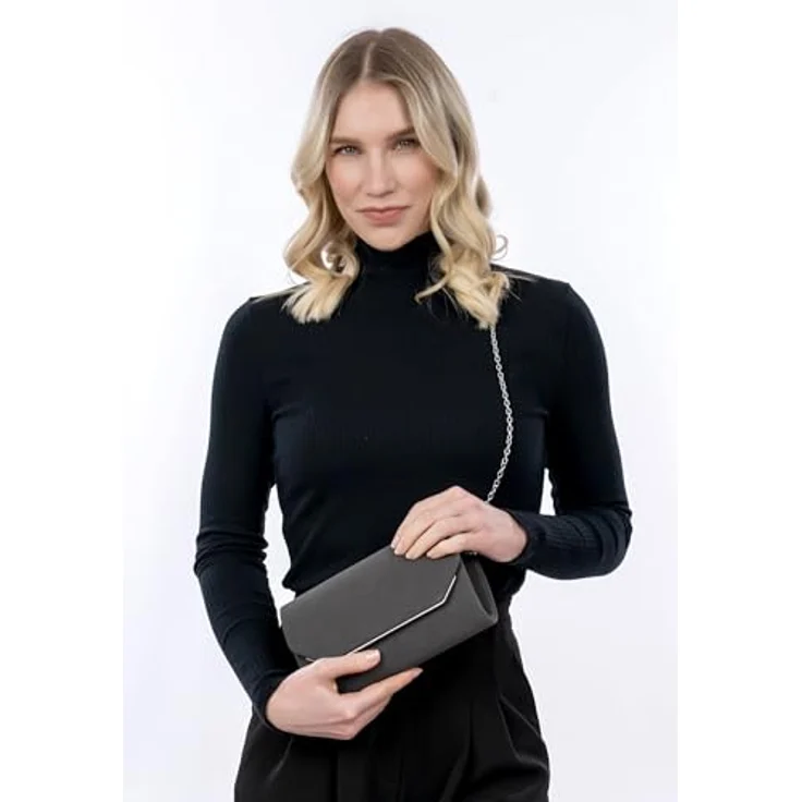 Tamaris Amalia Clutch Bag, elegante Clutch in Darkgrey mit abnehmbarer Kette und geräumigem Hauptfach – Bild 4